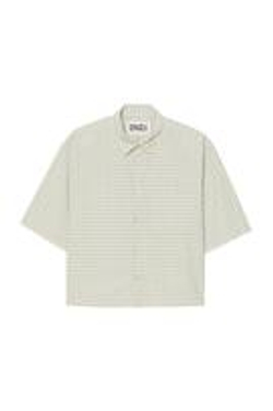 ZARA X BENITO ANTONIO РУБАШКА С ОТЛОЖНЫМ ВОРОТНИКОМ, БЕЛЫЙ/ЗЕЛЕНЫЙ