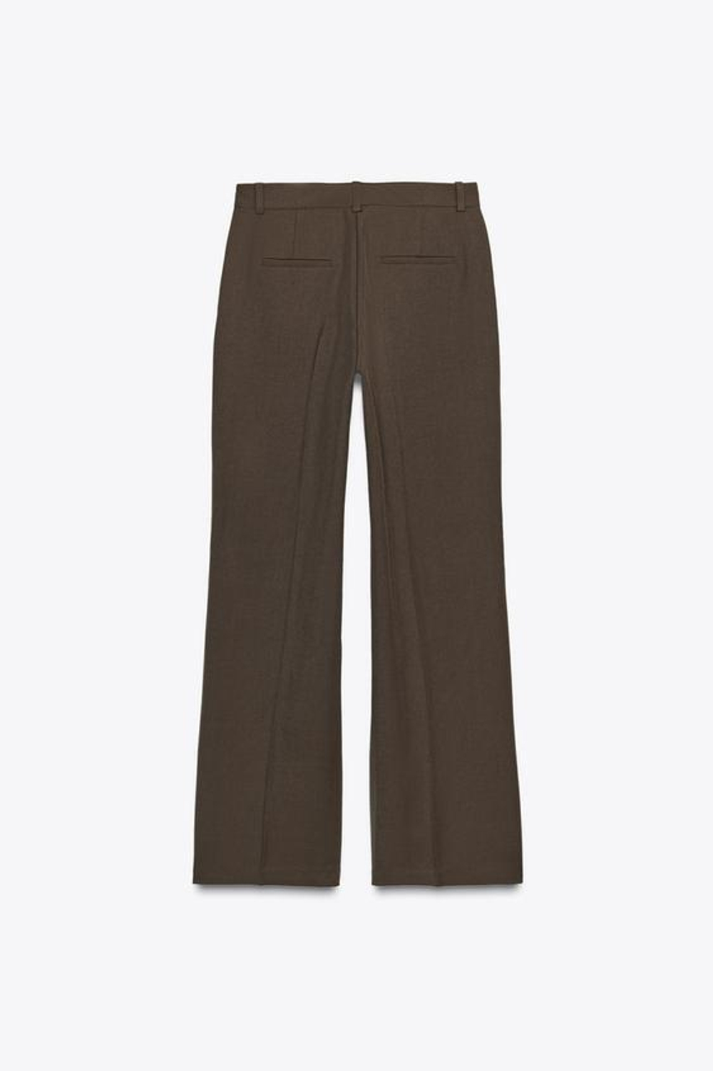 ZARA БРЮКИ ПРЯМОГО КРОЯ С ВЫСОКОЙ ПОСАДКОЙ, КОРИЧНЕВЫЙ МЕЛАНЖ