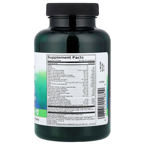 Swanson, мультивитамины без железа + поддержка иммунитета, высокая эффективность, 120 капсул