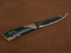 Якутский нож "Амга", сталь Х12МФ, рукоять стабилизированная карельская береза/акрил