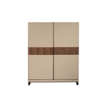 Высокий буфет 3276 из кожи, ореха и полированной стали