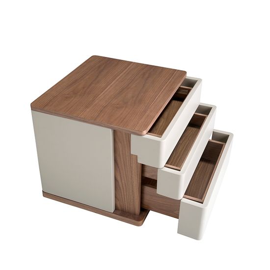 Прикроватная тумбочка 7166/MB2320NS из серого лака и шпона ореха