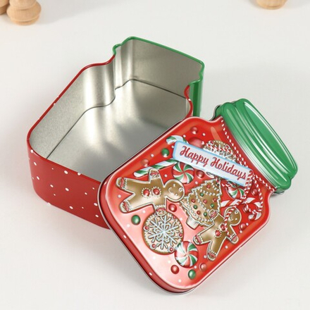 Шкатулка металл "Банка с печеньем" красная 15,5х10х5,5 см 10500805
