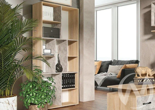 Стеллаж Неаполь-1 (дуб сонома/бетон светлый)