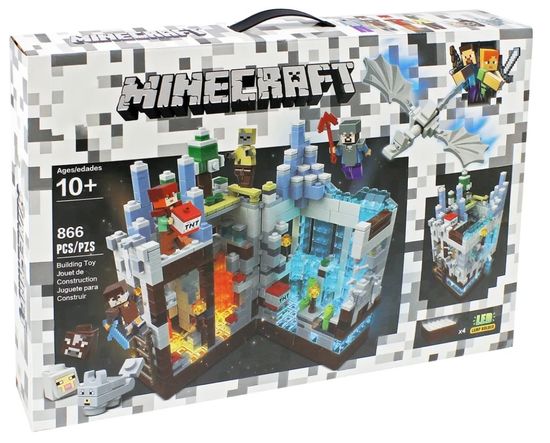 Конструктор Майнкрафт "Крепость дракона белая"  866 деталей со светом