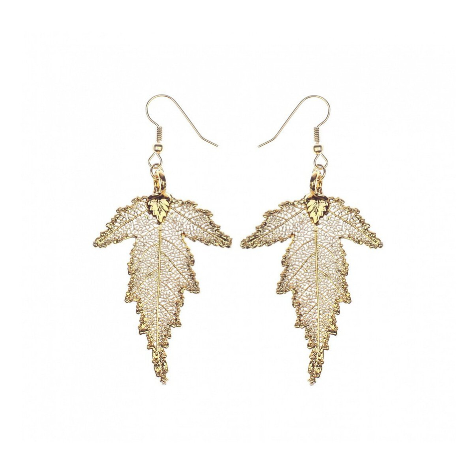 Серьги листья Ester Bijoux Шелковица LF57C-G BR