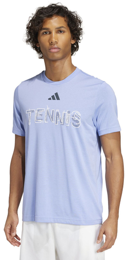Мужская теннисная футболка Adidas Tennis Hi-Visibility Interview Graphic - небесный