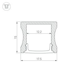 Профиль с экраном ALU-SLIM-H15-2000 ANOD+FROST (Arlight, Алюминий) 018246