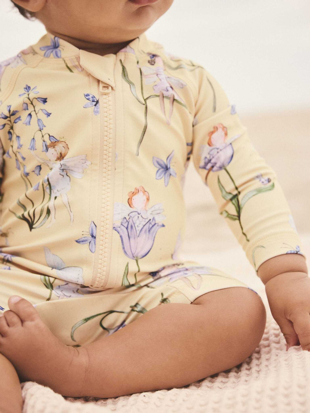 Купальник слитный на молнии для девочки Next E78-788, Светло-желтый