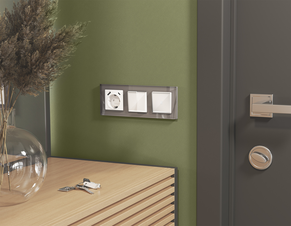 MA103010 Комплект механизма 2-кл выключателя ALFA Белый глянец QUANT (AP1030, VM115)