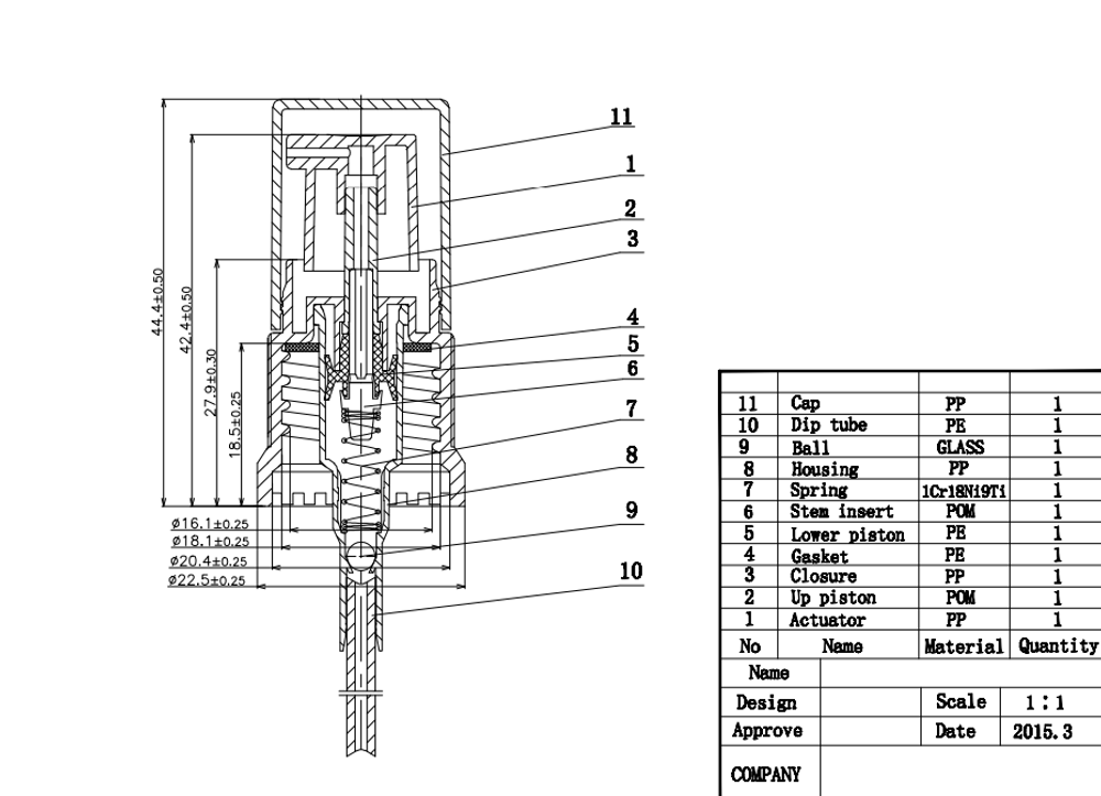 Кнопочный кремовый дозатор 18/410