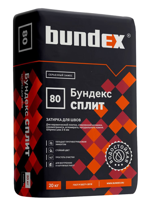 Затирка для швов "Бундекс Сплит" серая, 20 кг