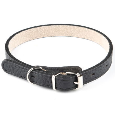 Ошейник Mr.Kranch для собак из натуральной кожи прямой 17-20см чёрный