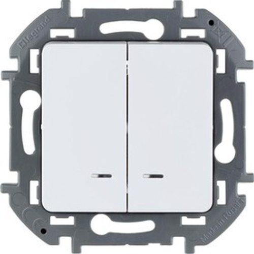 Выключатель 2-кл. Inspiria 10А IP20 250В с подсветкой/индикацией механизм бел. Legrand