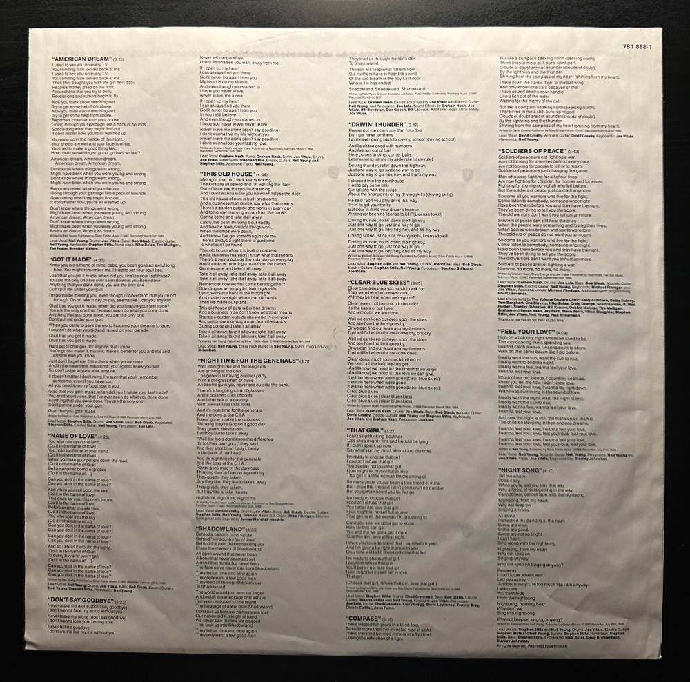 Crosby, Stills, Nash & Young - American Dream (Германия 1988г.)