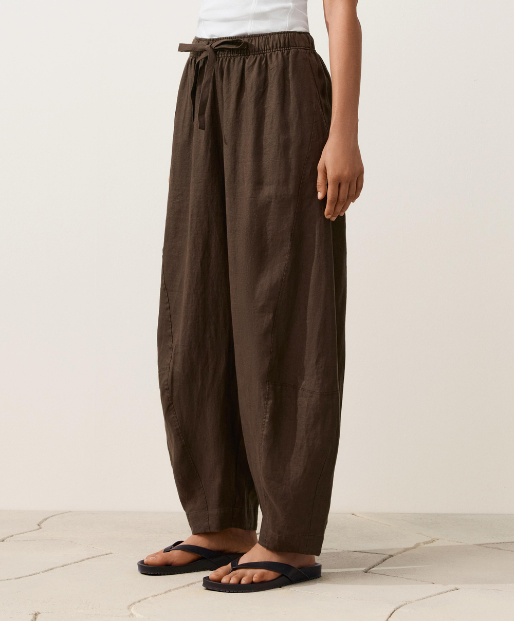 OYSHO Брюки-баллоны из 100% льна, темно-коричневый