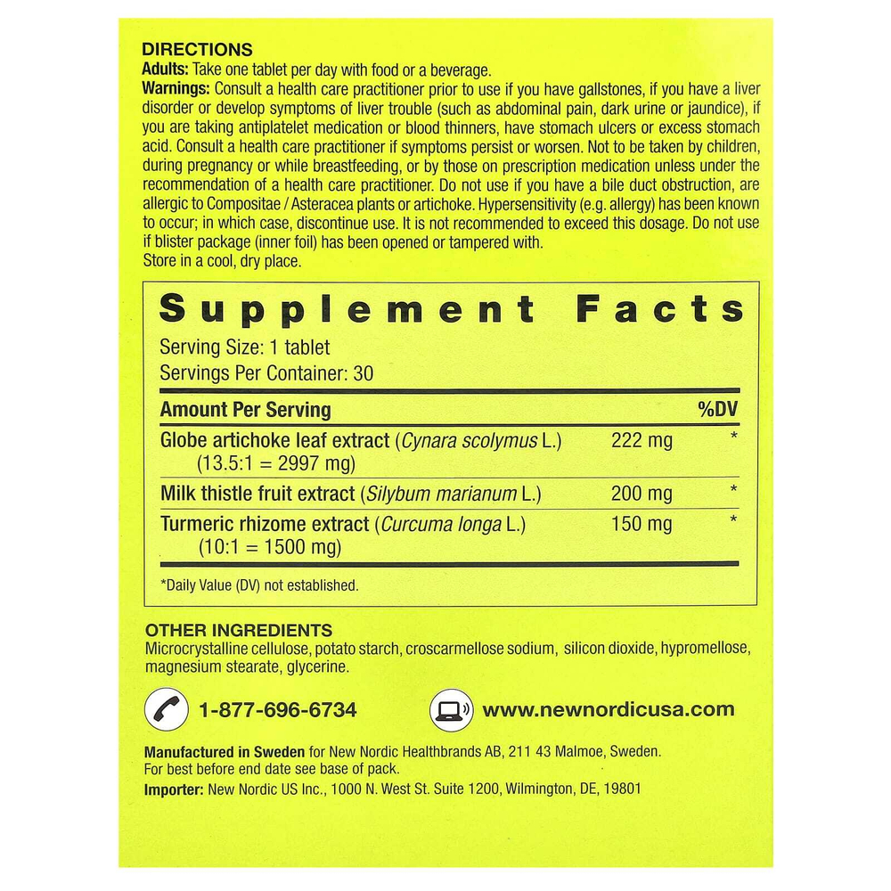 New Nordic, Active Liver™, добавка для печени, 30 таблеток