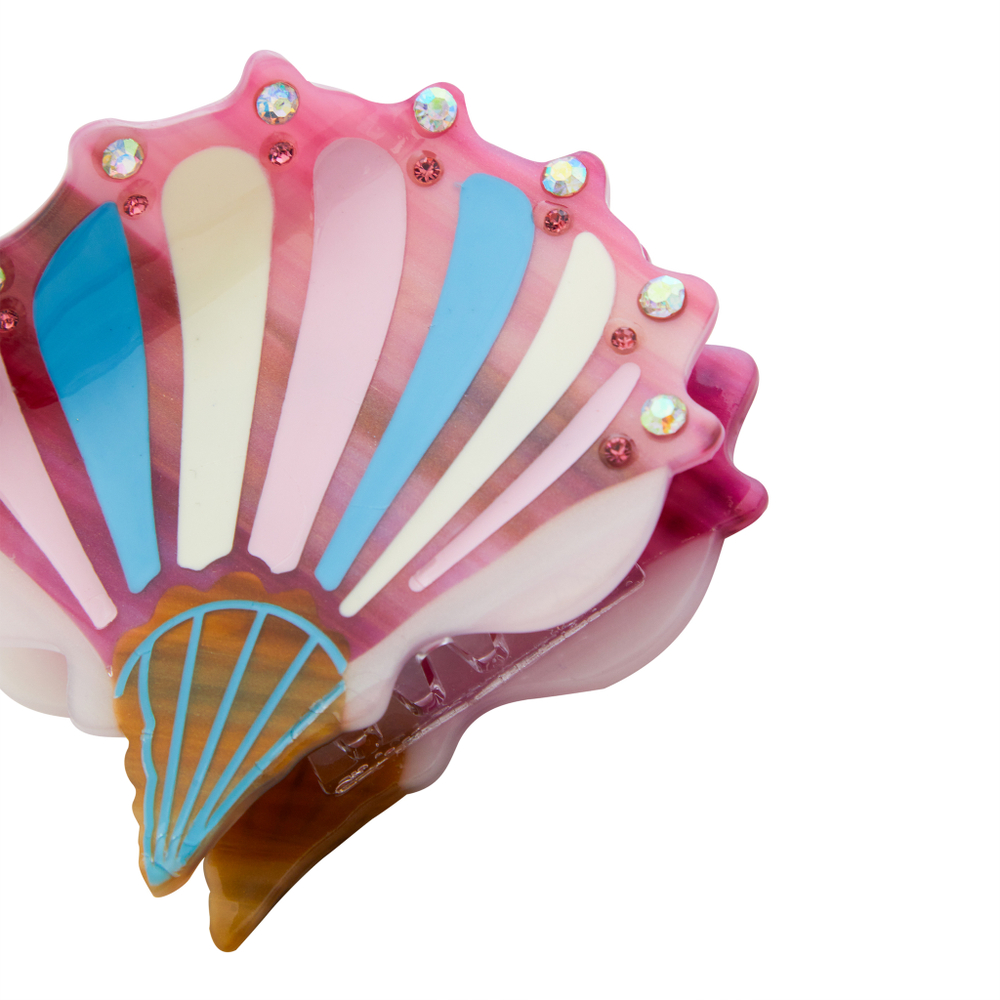Заколка-краб, ракушка цветная