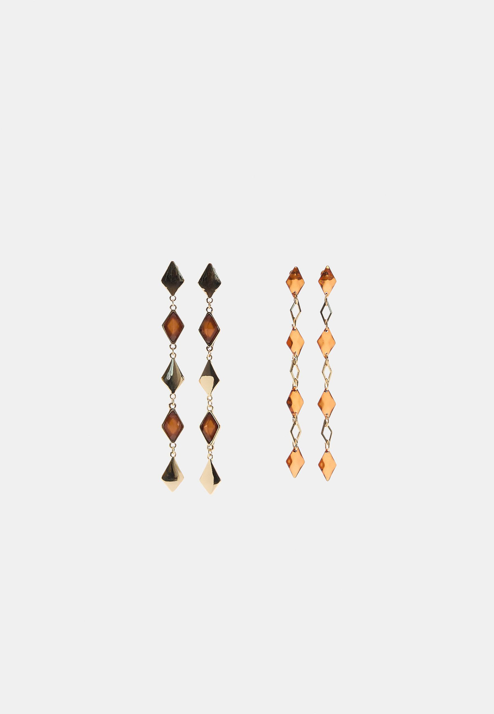 STRADIVARIUS Набор из 2 бриллиантовых сережек-подвесок, горчичный