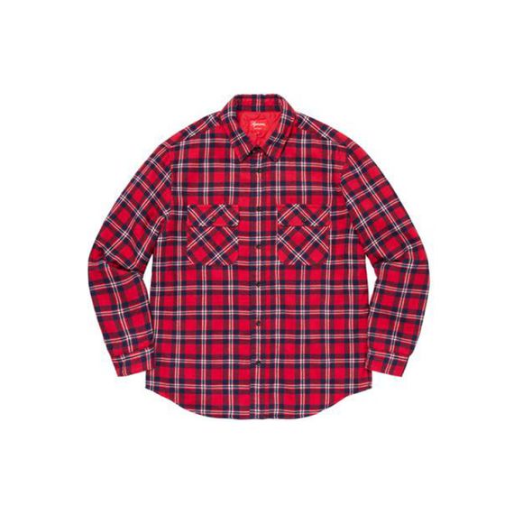 Supreme FW19 Week 17 Arc Logo Quilted Flannel Shirt logo