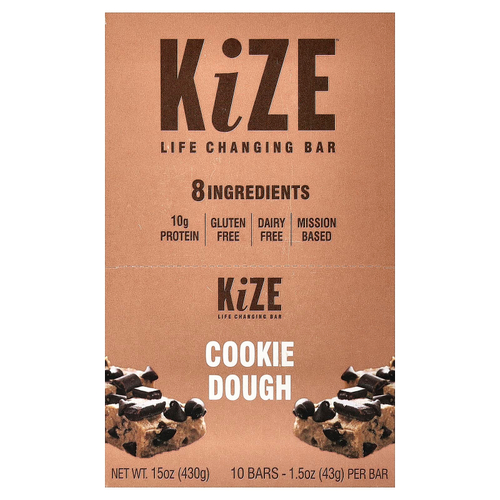 KiZE Life Changing Bar, печенье, 10 батончиков, 43 г (1,5 унции) каждое