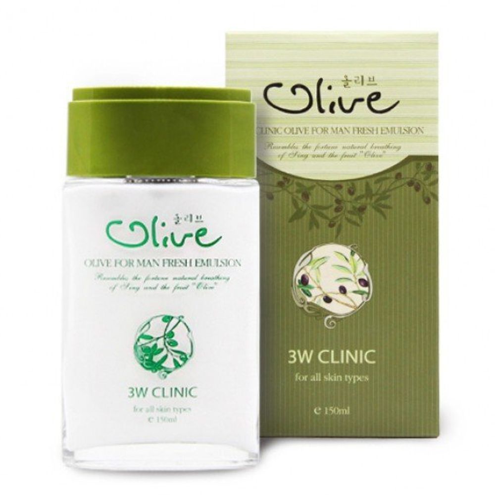 Мужская увлажняющая эмульсия с оливой - 3w Clinic Olive For Man Fresh Emulsion, 150 мл