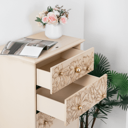 Тумба для обуви Терра-4 (с 4-мя ящиками) Айвори Мраморное золото