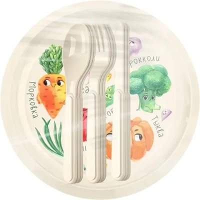 Набор для пикника с декором, 12 предметов на 3 персоны (светло-бежевый) 223120025/01