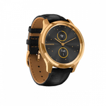 Часы c трекером активности GARMIN Vivomove Luxe золотистые черные с кожаным ремешком, 010-02241-22