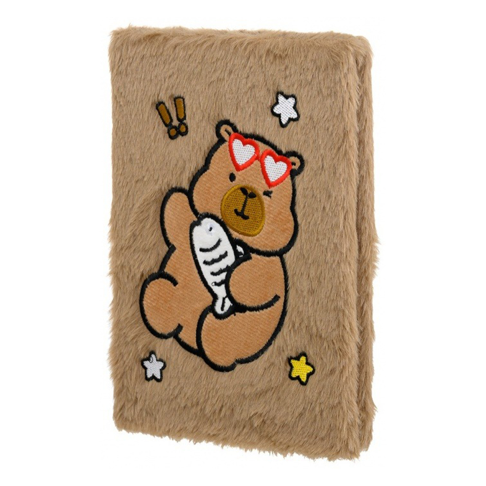 Блокнот Basir, формат А5, серия "Капибара", меховая обложка, 80 листов, размер 21*15 см