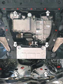 Защита картера Двигателя, КПП. 5 мм, Алюминий. для Ford Mondeo V 2015-2019 MOTODOR.30709
