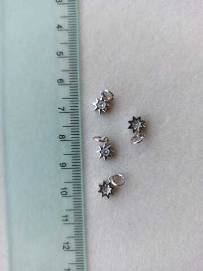 50097-р Подвеска Звездочка-мини с цирконом, 9*7 мм, родирование