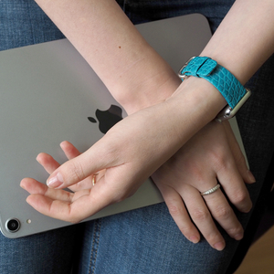 Ремешок для Apple Watch 44/45/46 mm из кожи аллигатора, цвета тиффани