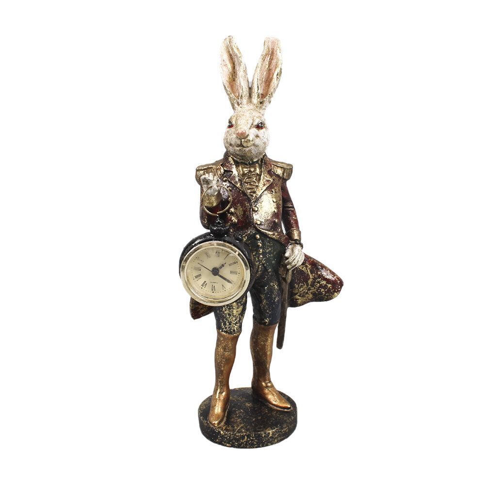 GAEM Фигурка декоративная "Кролик" с часами (LR44x1), L13,5 W11 H30,5 см
