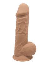 Карамельный фаллоимитатор Model 4 с мошонкой - 21,8 см. (Цвет: телесный)