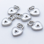 Подвеска Замочек Сердце, цвет серебро+белый, размер 12*9 мм, цена за 1 шт