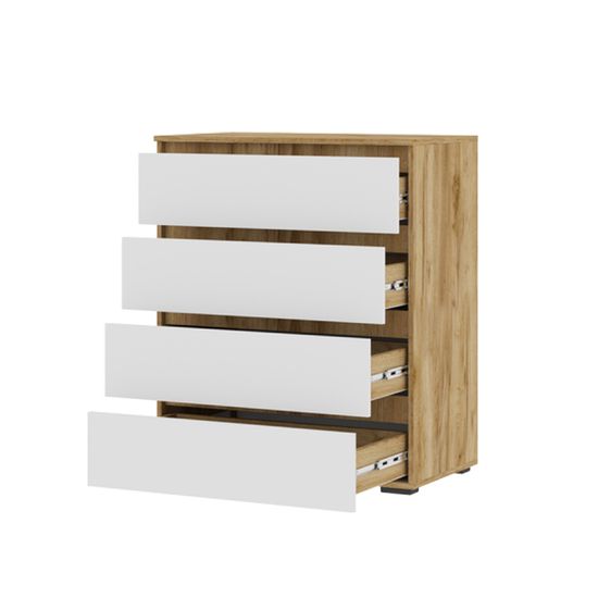 ХЕЛЕН КМ 02 Комод 802 4 ящикаФасад СЕРЫЙ ГРАФИТ 0162/Корпус ДУБ КРАФТ ЗОЛОТО