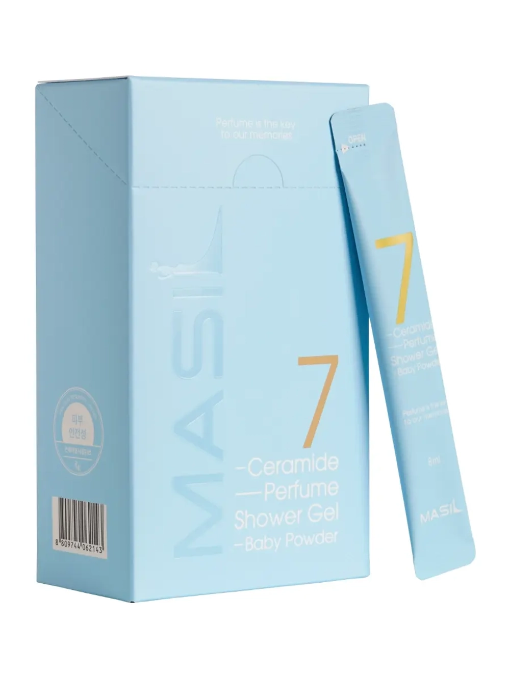 MASIL - ГЕЛЬ ДЛЯ ДУША С КЕРАМИДАМИ 7 CERAMIDE PERFUME SHOWER GEL STICK POUCH (BABY POWDER), 8 МЛ * 20 ШТ