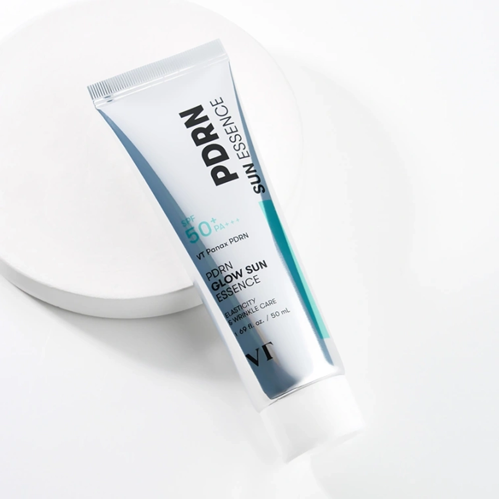 VT Cosmetics PDRN Glow Sun Essence SPF 50+ PA+++ лёгкая солнцезащитная эссенция с ПДРН и коллагеном