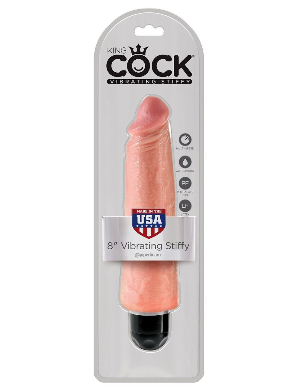 Телесный вибратор-реалистик 8" Vibrating Stiffy - 24,8 см.