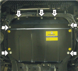 Усиленная защита Motodor картера двигателя, кпп. 2 мм, сталь. для Hyundai Elantra 2006-2010,Hyundai i30 2007-2011,KIA Cee'd 2006-2009,KIA Cerato 2009-2013,KIA Cerato Koup 2009-2013,KIA Cee'd 2009-2012 арт.70919