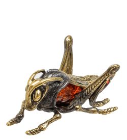 Народные промыслы AM-1497 Фигурка «Кузнечик» (латунь, янтарь)