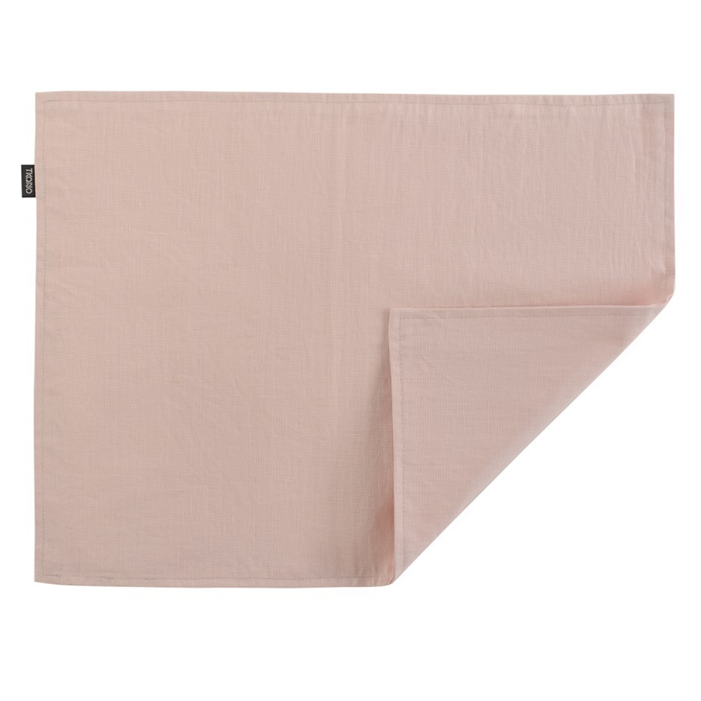 Двухсторонняя салфетка под приборы из умягченного льна с декоративной обработкой цвета пыльной розы Tkano