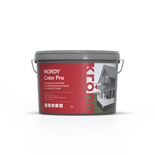 Антисептик кроющий KRONA NORDY COLOR PRO, база С 9л