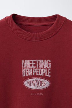 ZARA ТОЛСТОВКА С НАДПИСЬЮ, КРАСНЫЙ