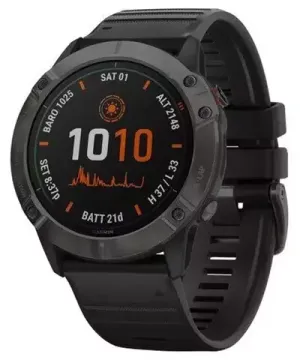 Умные часы Garmin Fenix 6X Pro Solar титановый DLC, серый/черный