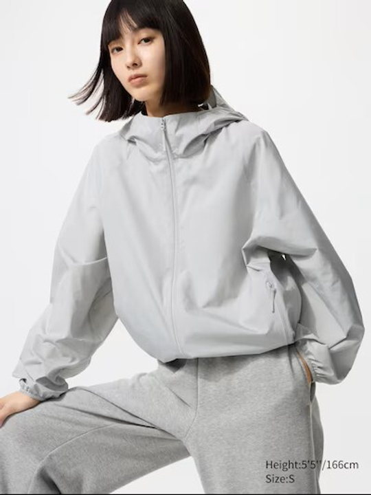 UNIQLO Короткая парка с карманами, светло-серый