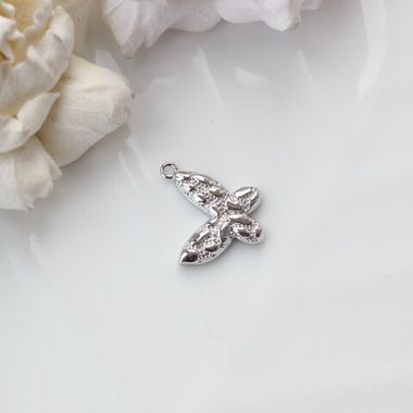 Подвеска Бабочка фактурная, 19*12 мм, родий П824