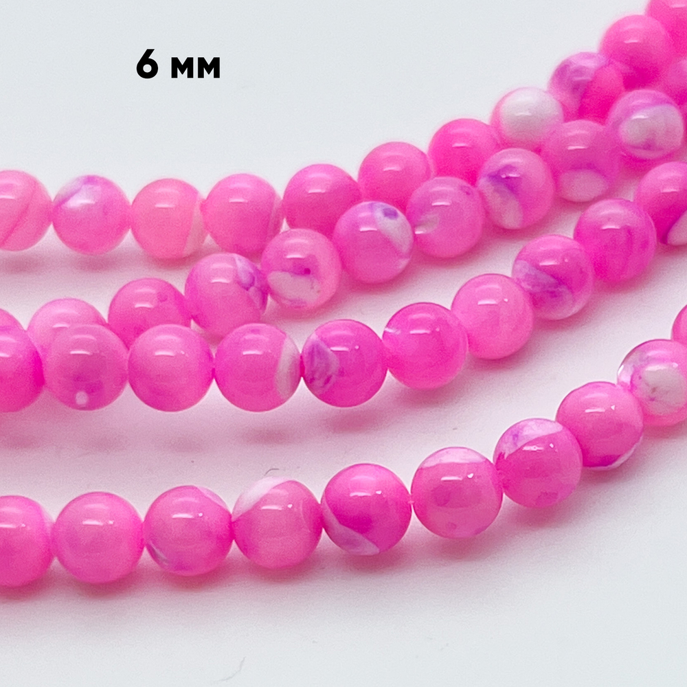 Перламутр тонированный, цвет фуксия, диаметр 6,3 мм, цена за 31-32 шт (1/2 нити)