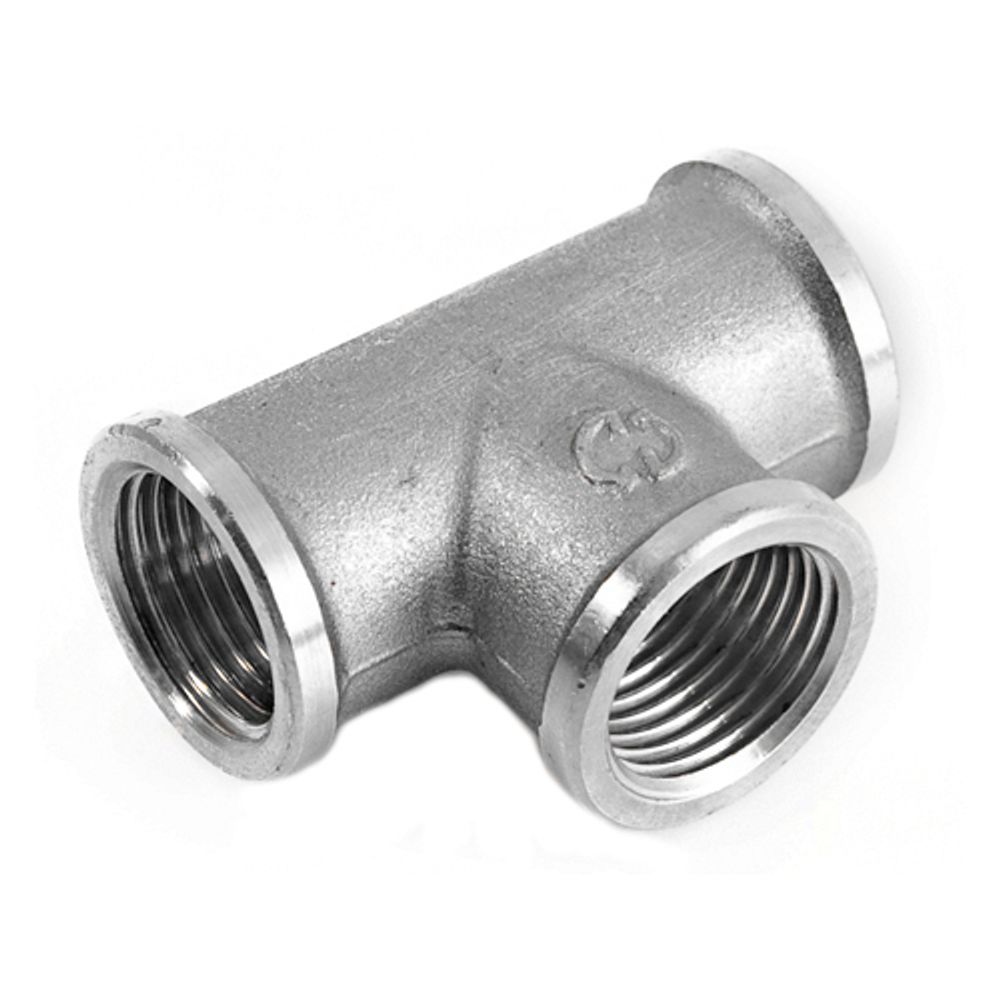 Тройник латунный резьбовой переходной STOUT (ВР) - 1&quot; x 1/2&quot; x 1&quot; (никелированный)